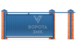 Ворота откатные 2500×4000 на верхних роликах ЗМК-7422